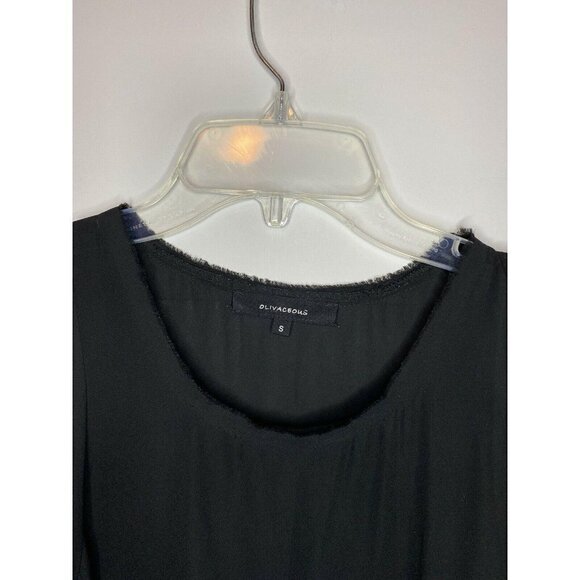 Olivaceous Black Sleeveless Blouse Top Womens Sz Small Raw Hem Hi-Low Semi Sheer - Picture 2 of 3